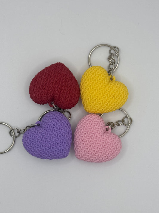Knitted Heart Keychain