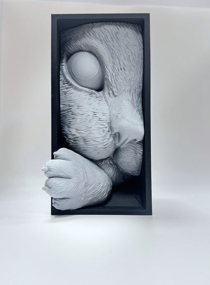 Unique and whimsical 3D printed cat bookend with realistic fur patterns